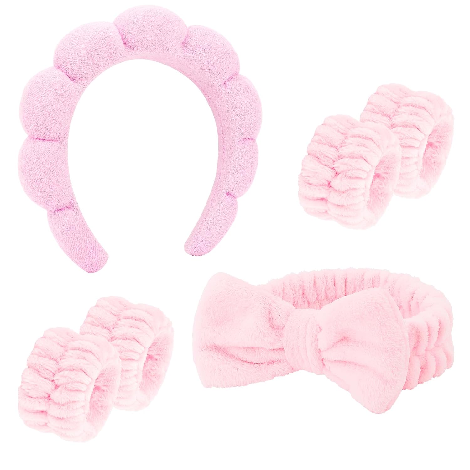 Fluffy Bow Spa Headband Set - Skin Care Essential