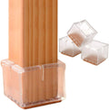Chair Leg Floor Protectors Square Caps 24Pack - Clear Invisible Fit