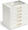 6 Layer Jewelry Box for Women Cloud White - Glass Lid Organizer