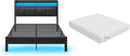 Rolanstar Full Size Bed Frame with Charging Station and Gel Mattress