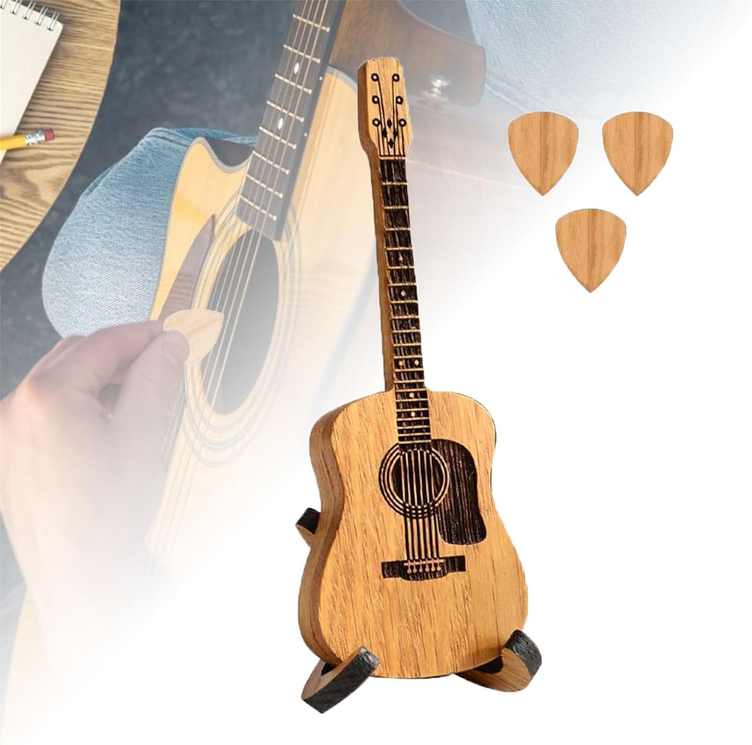 Handcrafted Guitar Pick Box Set with Stand - Pick Storage Solution!