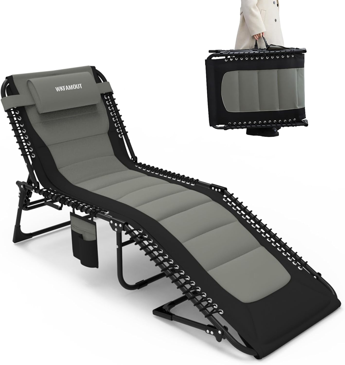 WKFAMOUT Oversized Padded Outdoor Folding Lounge Chair