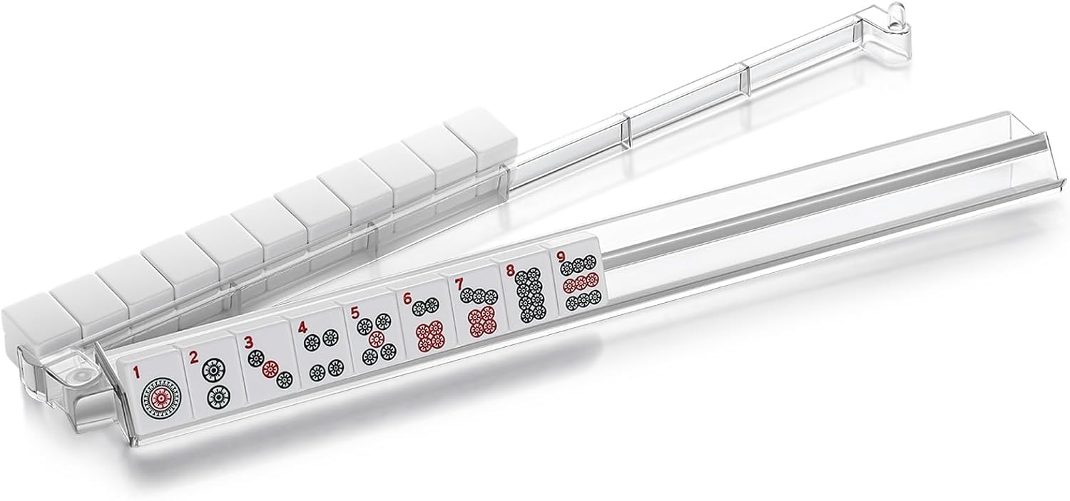 4PCS Clear Acrylic Mahjong Racks with Pushers for Game Nights