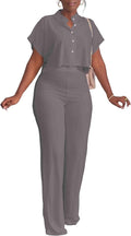 Women's Summer 2 Piece Tracksuit Set - Crop Top & Wide Leg Pants