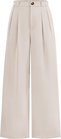 Wide Leg Dress Pants for Women High Waisted - Palazzo Office Slacks