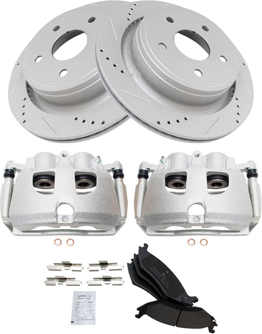 TRQ Rear Performance Brake Pad & Rotor Kit for 2012 Ram 1500