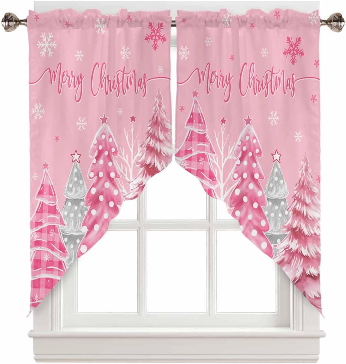 Pink Christmas Swag Valance - Cozy Holiday Charm!