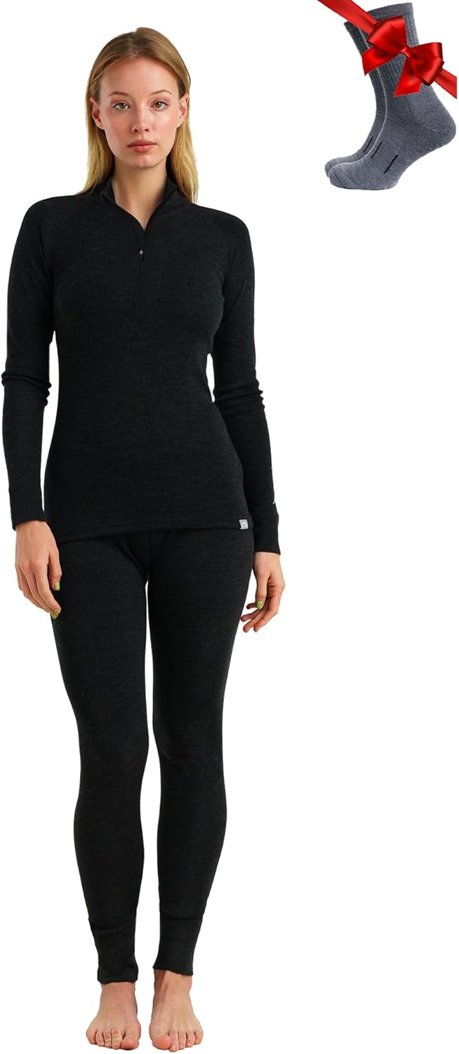 Merino Wool Base Layer Set for Women - Heavyweight Comfort