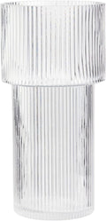 Large Glass Vase for Flowers - Modern Ribbed Design for Home