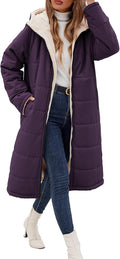 Long Womens Winter Coat Fleece Lined Sherpa Quilted Puffer - Warm Down