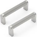 Brushed Satin Nickel Cabinet Pulls 10 Pack - Knurled 3-3/4 in Centers