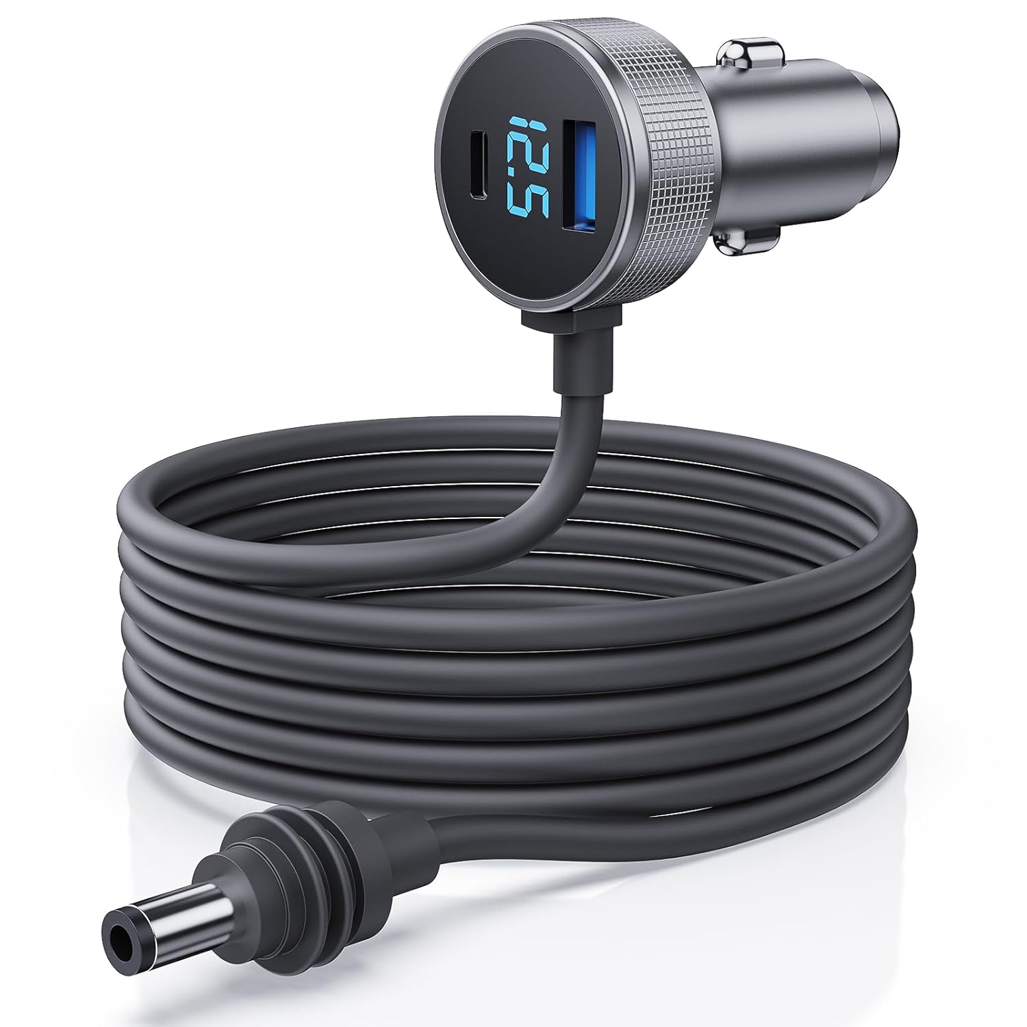10FT 3-in-1 Car Charger with Digital Display - Powerful for Trucks