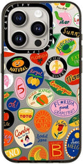 Compact iPhone 15 Pro Case Fruit Stickers - Clear Black