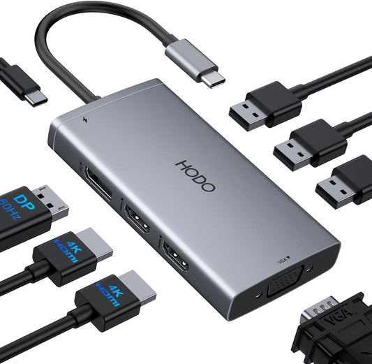 HODO USB C Dock: 4K Quadruple Display & 100W PD