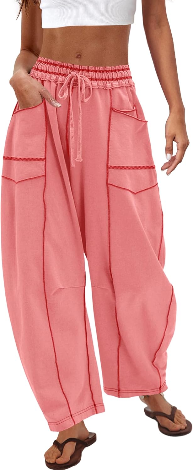 Nirovien Womens Barrel Sweatpants High Waisted Wide Leg Pants
