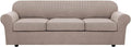 Large Sand 4 Piece Stretch Sofa Covers for 3 Cushion Couch - Thicker