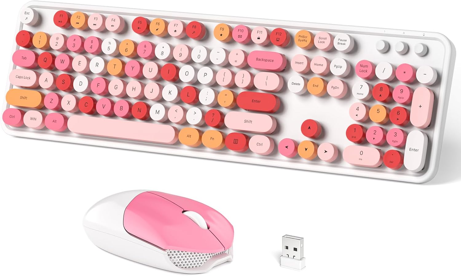 Wireless Keyboard and Mouse Combo with Retro Typewriter Design