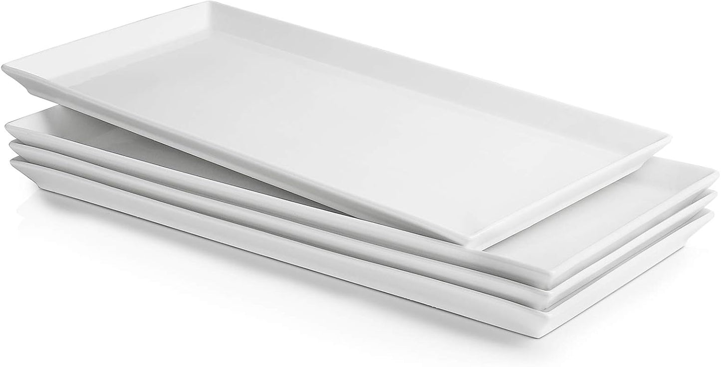 Sweese White Serving Platters - Large Rectangular Plates Set
