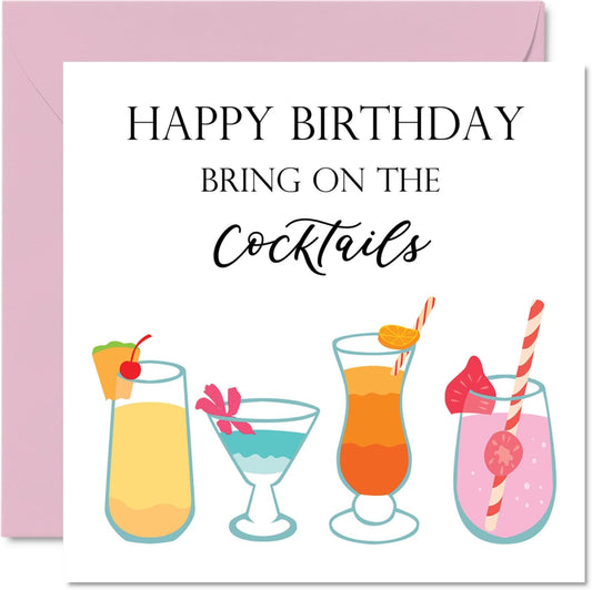 Cocktail Birthday Cards - Cheers to You! 30th 40th 50th Bday Greetings