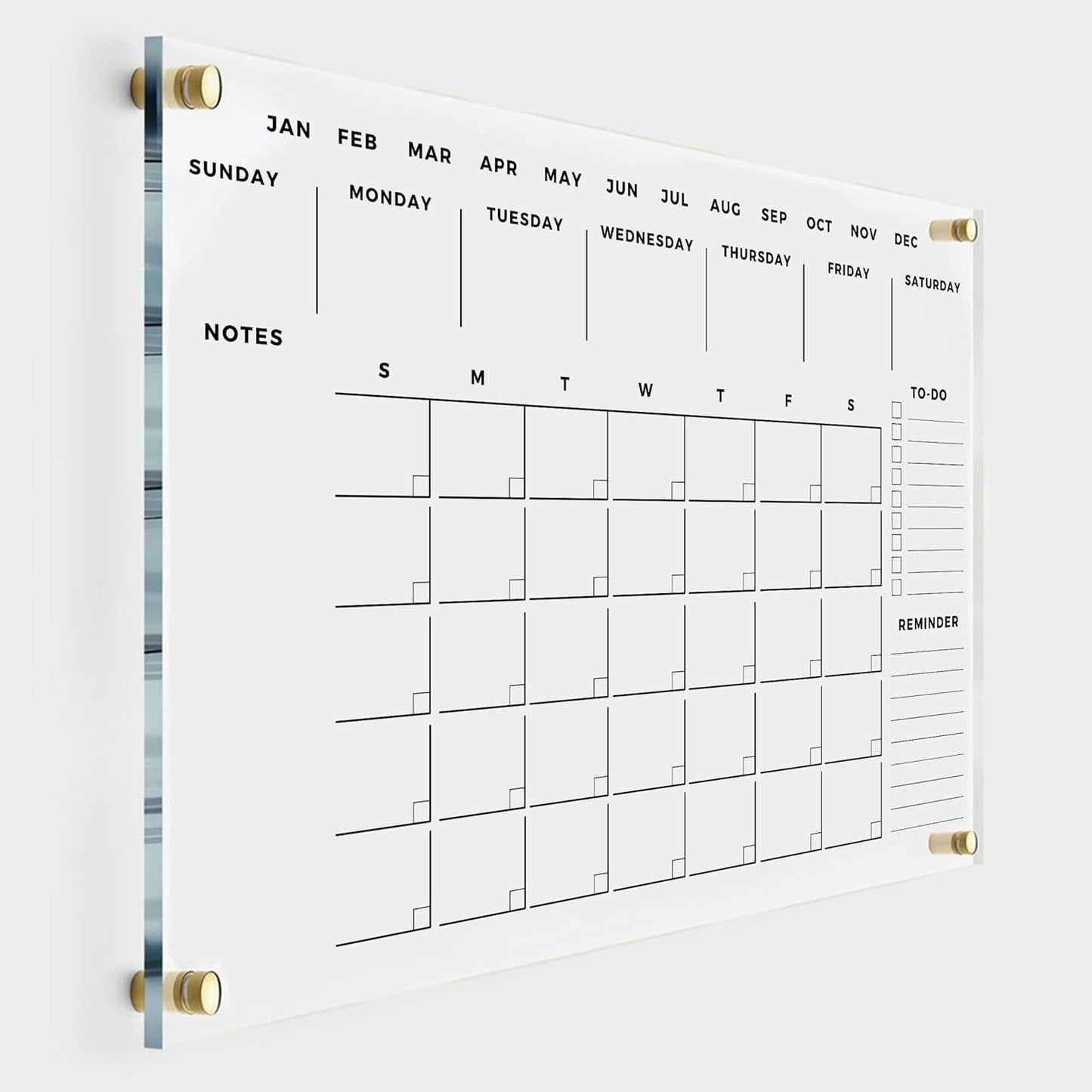 Premium Acrylic Wall Calendar - Durable Dry Erase Board for Home