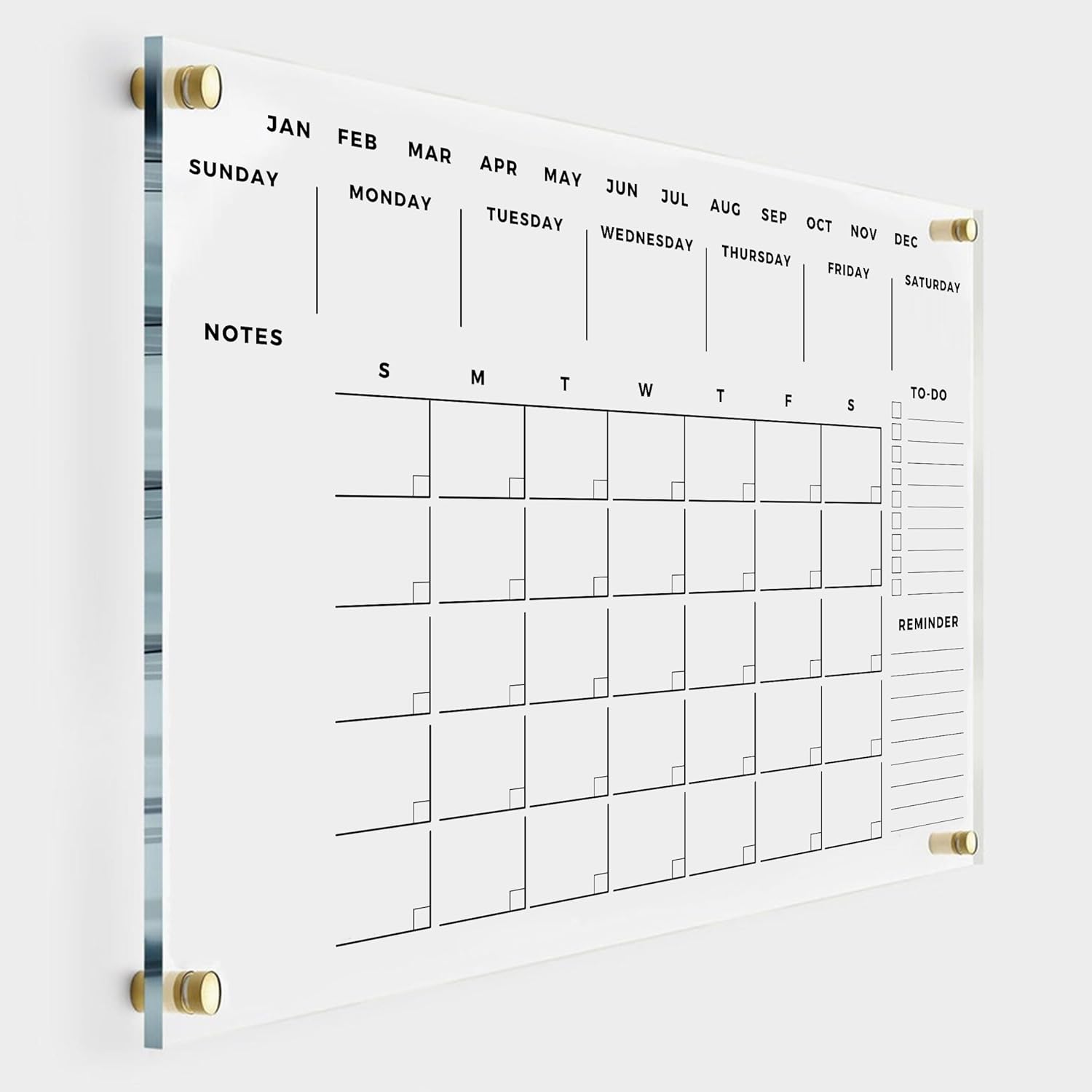 Premium Acrylic Wall Calendar - Durable Dry Erase Board for Home