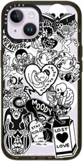 iPhone 14 Impact Case Matt Darling Sticker Collage - Clear Black