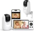 Smart WiFi Baby Monitor with 2 Cameras and 5ft 1080P Split Screen