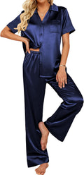 Ekouaer Silk Pajamas for Womens Set - Soft Satin 2-Piece Sleepwear is