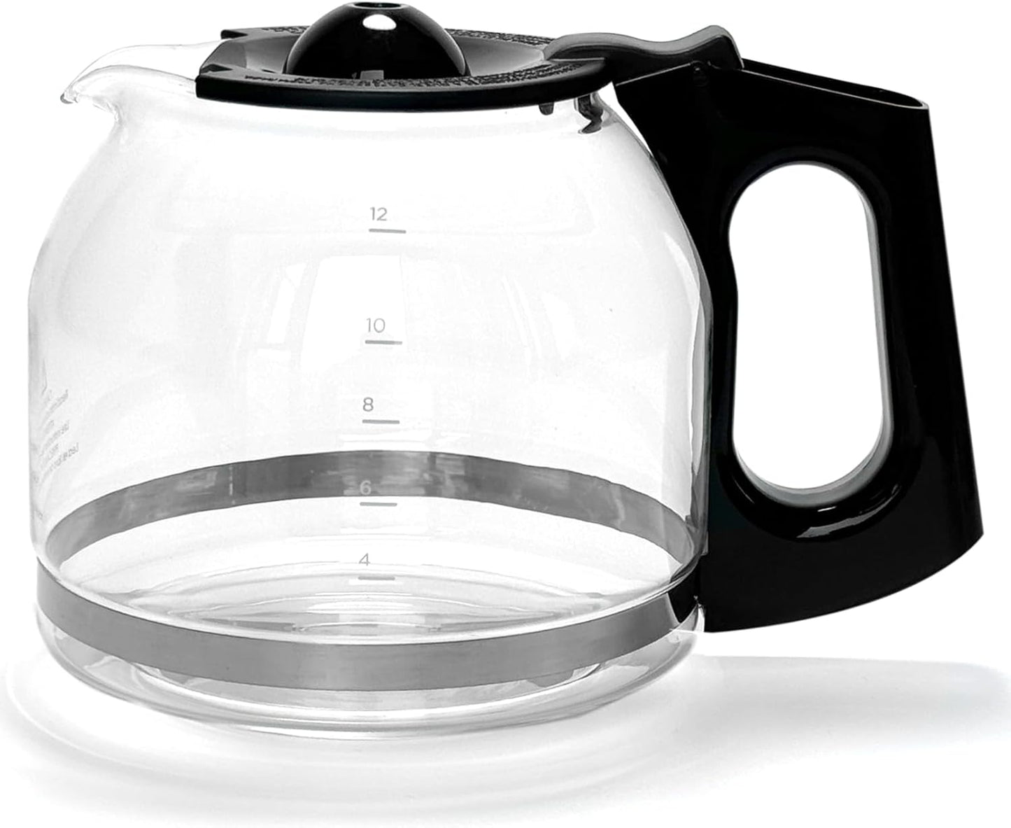12-Cup Glass Coffee Carafe - Black Handle, Extra Lid