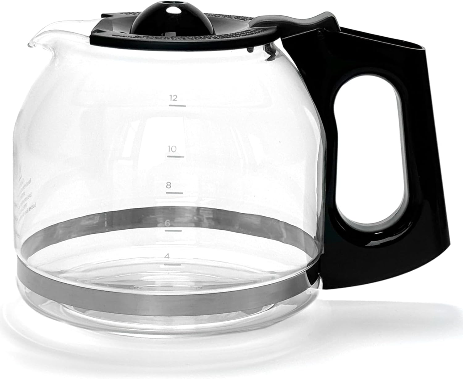 12-Cup Glass Coffee Carafe - Black Handle, Extra Lid