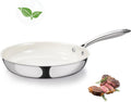8ft Tri-Ply Stainless Steel Frying Pan - Ceramic Nonstick Skillet
