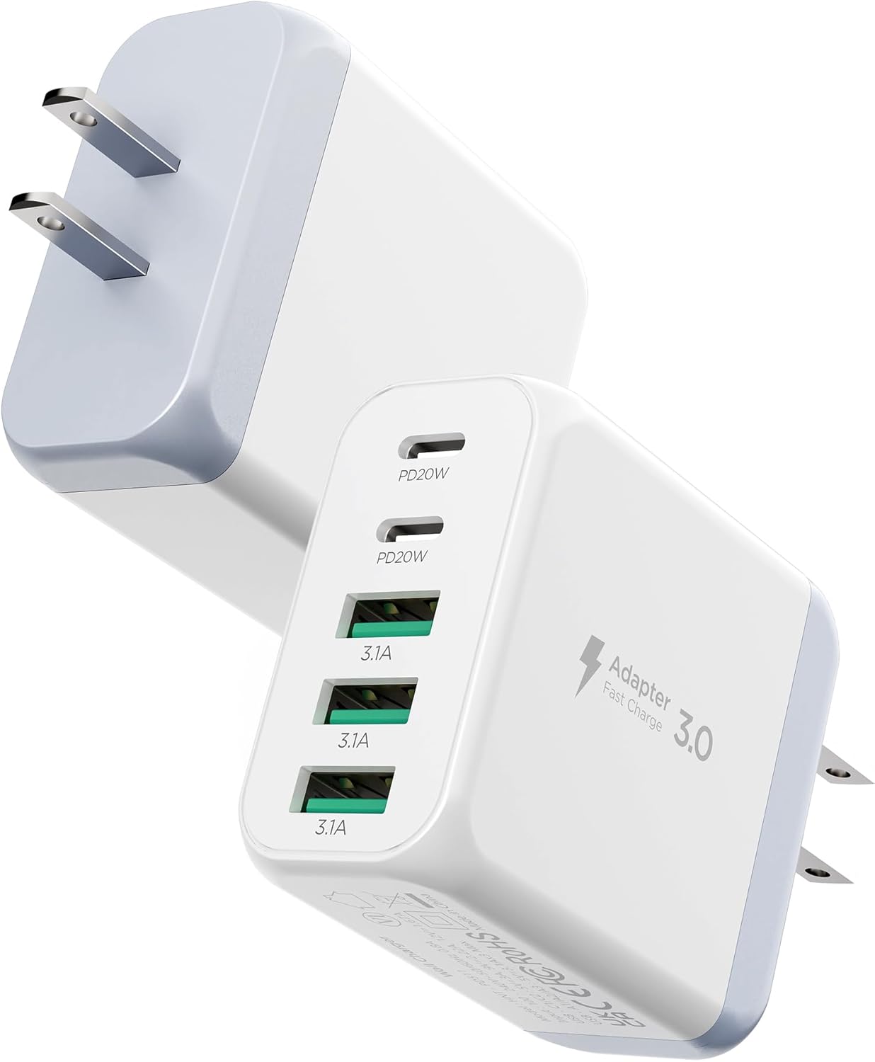 Fast Charge 5-Port USB C Wall Charger Duo