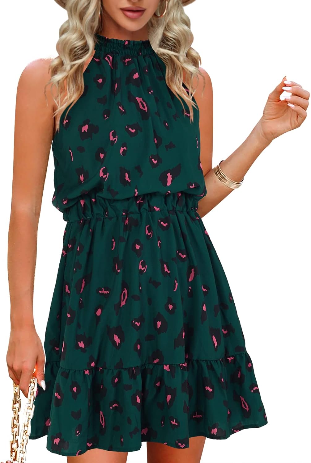 Summer Dress for Women: Chiffon Sleeveless Halter Ruffle Style