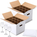Wine Glass Moving Boxes with Divider Kits 2 Sets - Safe Glassware