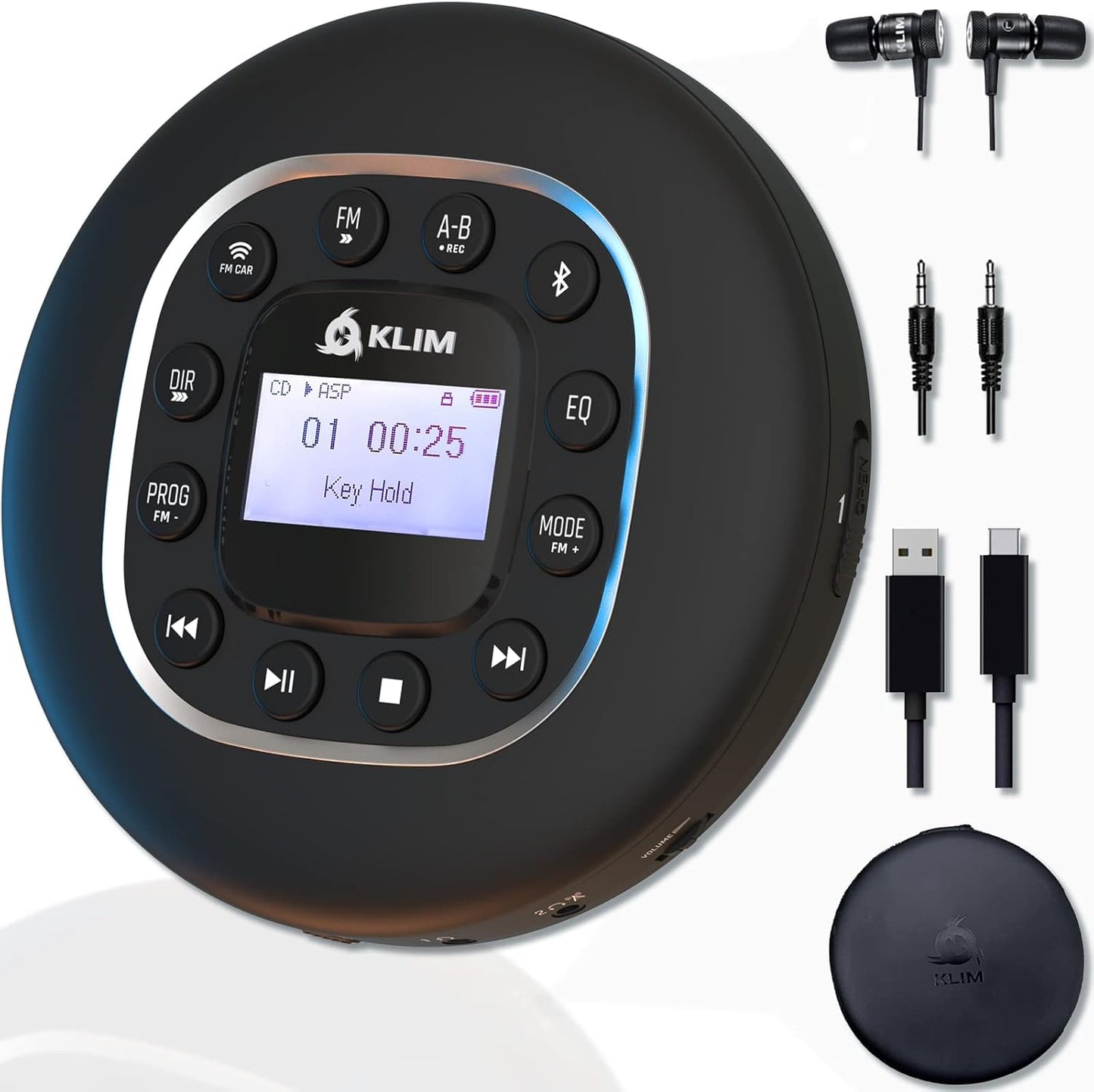 KLIM Journey Portable CD Player with Bluetooth and FM Radio