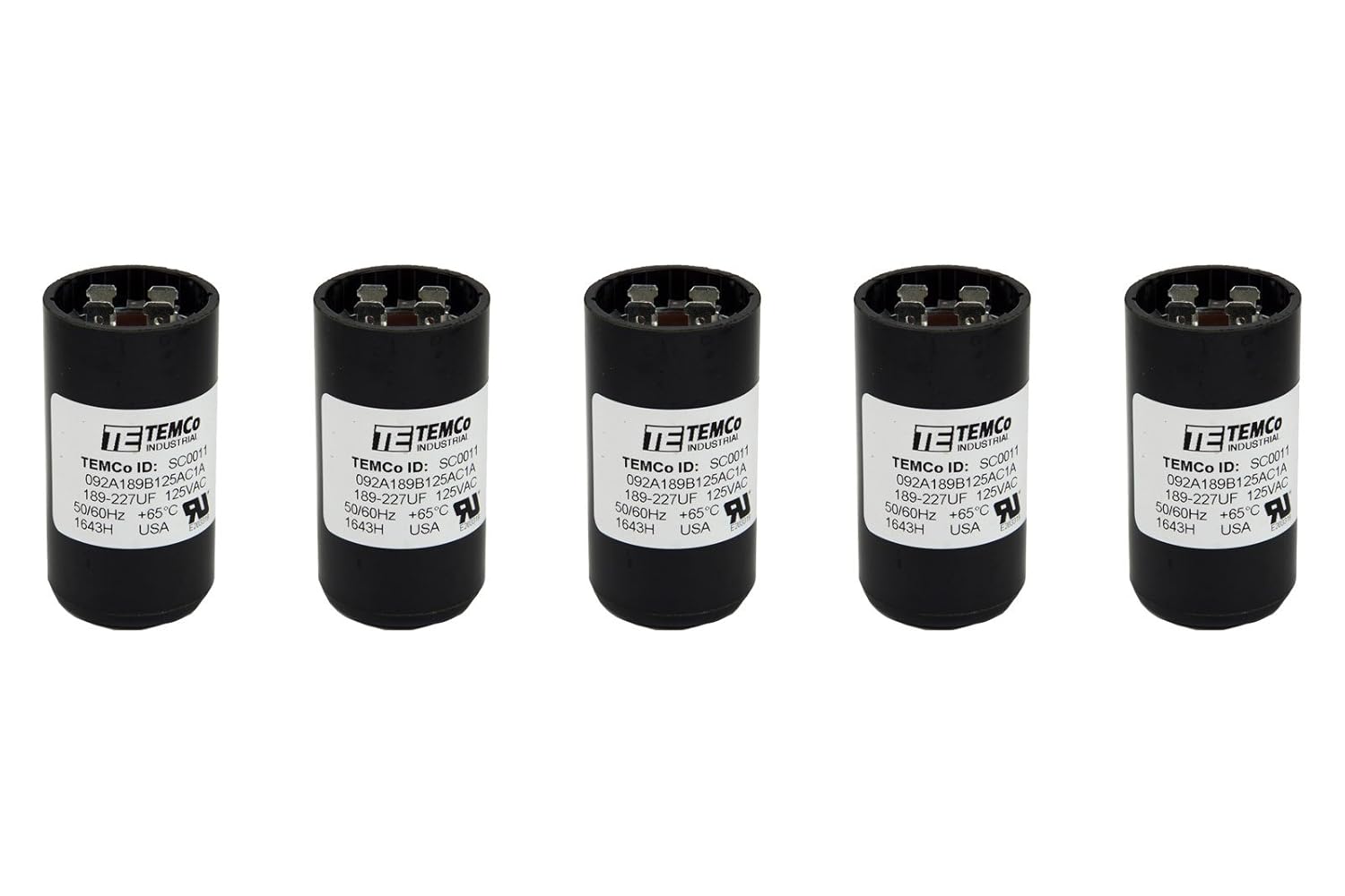 5 Pack 189-227 uF MFD CD60 Start Capacitor for HVAC Systems