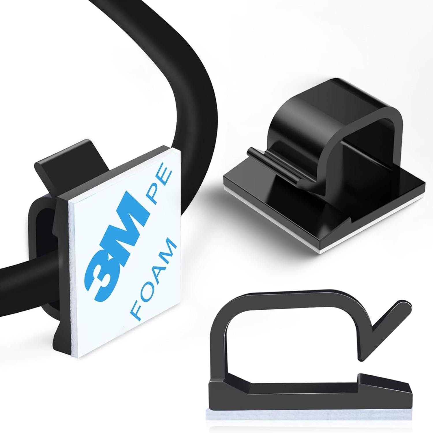 Secure Cable Management Clips - 30-Pack | No-Damage Adhesive | Versatile Home & Office Organizer