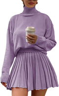 Women's 2 Piece Turtleneck Sweater and Pleated Mini Skirt (Style BWLF)