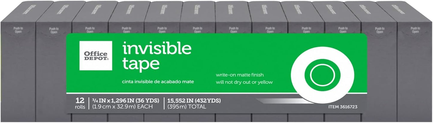 Invisible OfficeMax Tape - Pack of 12 for Endless Work Efficiency