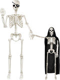 5.4ft & 3ft Halloween Life Size Human Skeleton Set - Posable Duo