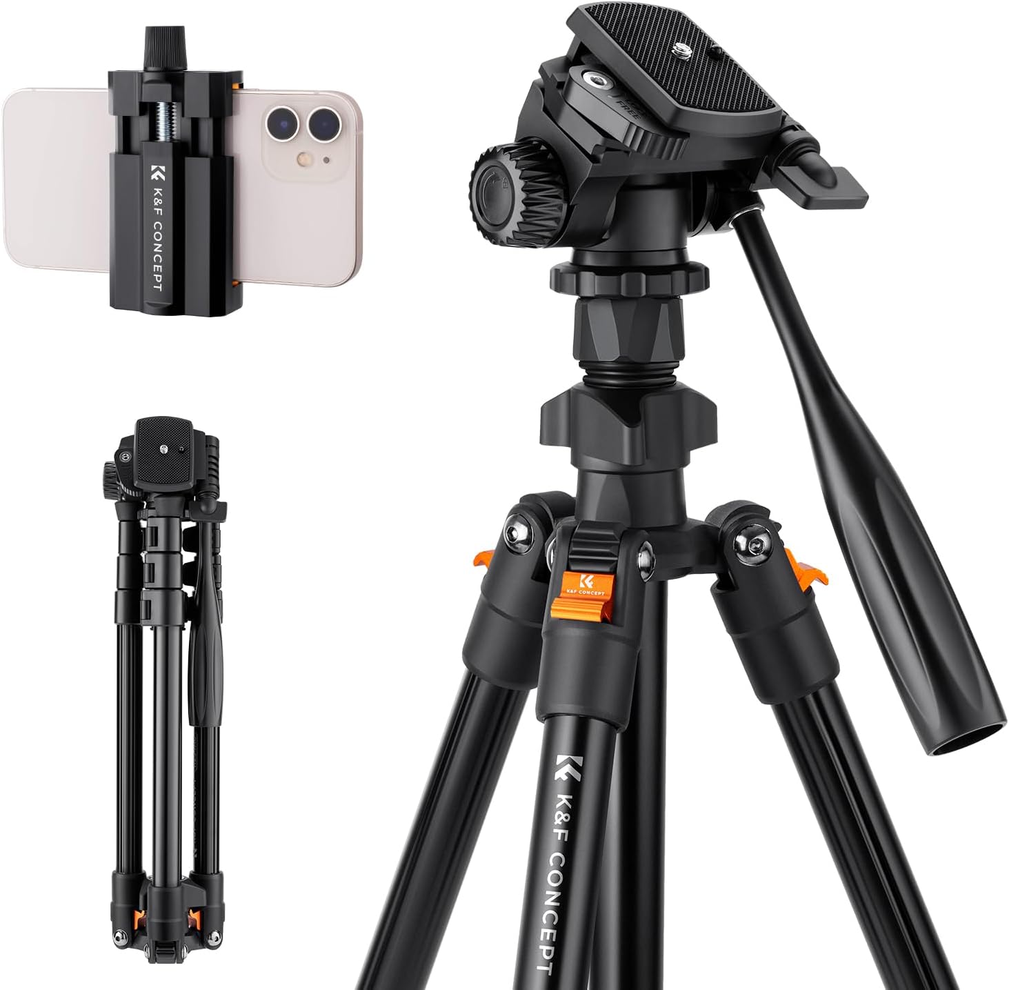 K&F CONCEPT 70in Video Tripod for DSLR and Smartphone Use