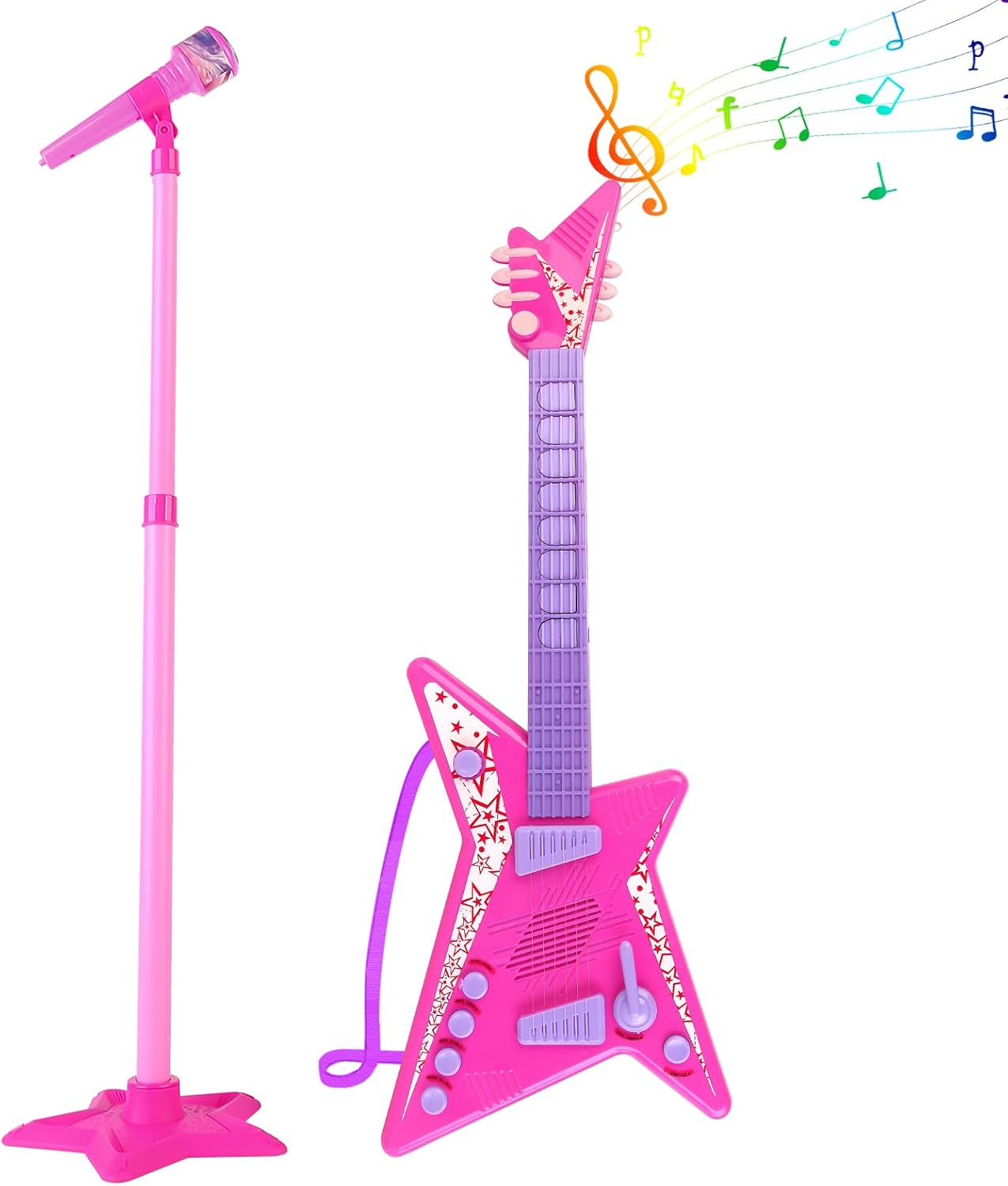 deAO Kids Guitar & Microphone Set - Music & Light Fun!