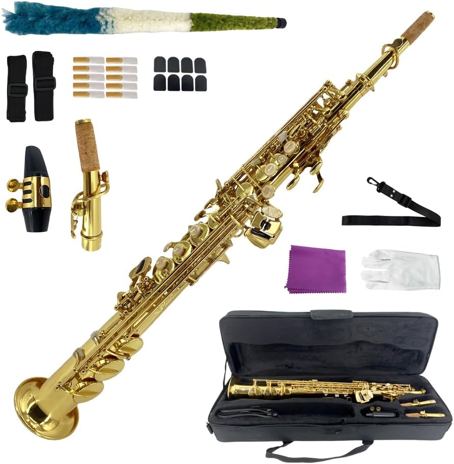 Professional Bb Soprano Saxophone with Case and Accessories
