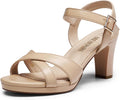 Women's Chunky Heels Sparkly Open Toe Ankle Strap Sandals - Dressy