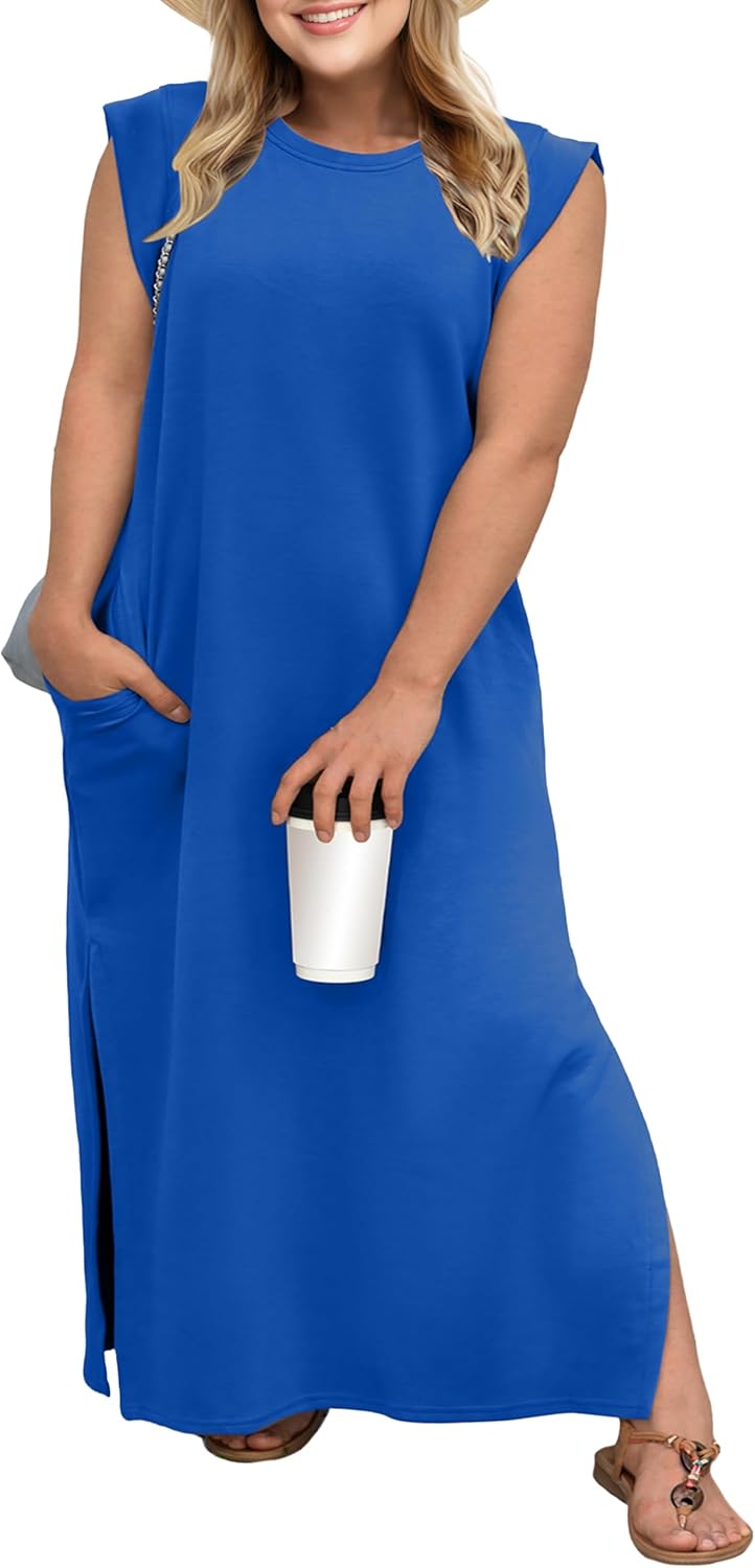 Stylish Plus Size Maxi Dress for Curvy Women with Pockets