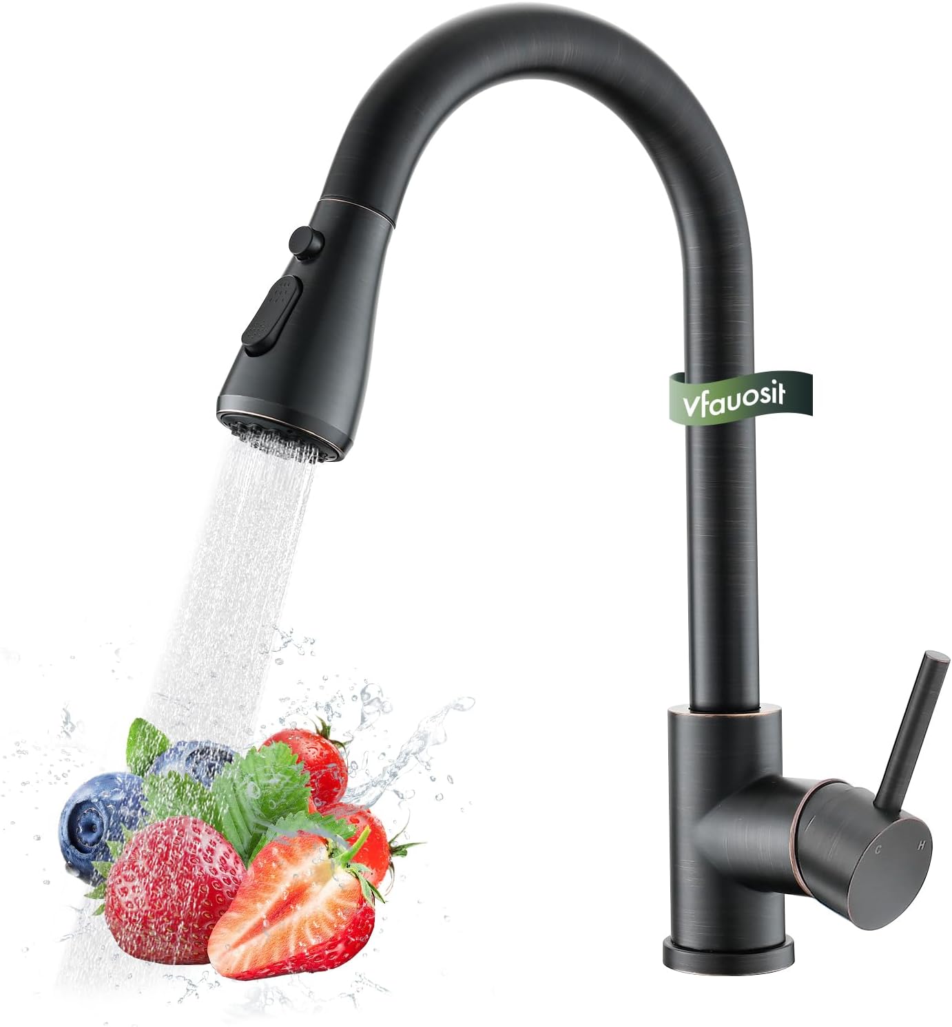 Oil Rubbed Bronze Kitchen Faucet with Pull Down Sprayer Features