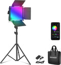 RGB LED Studio Video Light Panel - 0-100% Dimmable, App Control