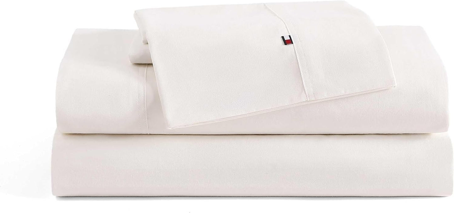 Tommy Hilfiger Cotton Washed Percale Sheet Set for Full Beds
