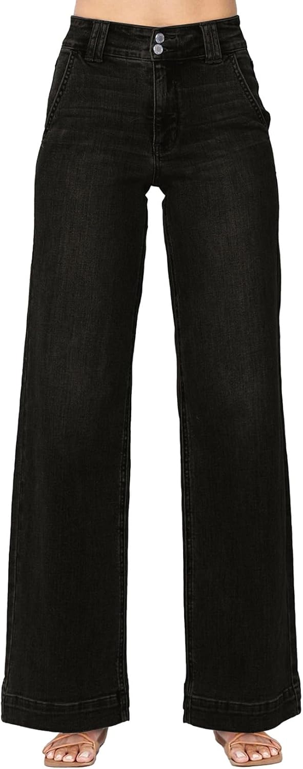 Astylish Wide Leg High Waisted Stretchy Straight Leg Jeans