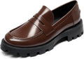 DREAM PAIRS Womens Loafers Lug Sole Slip On Platform Chunky Penny